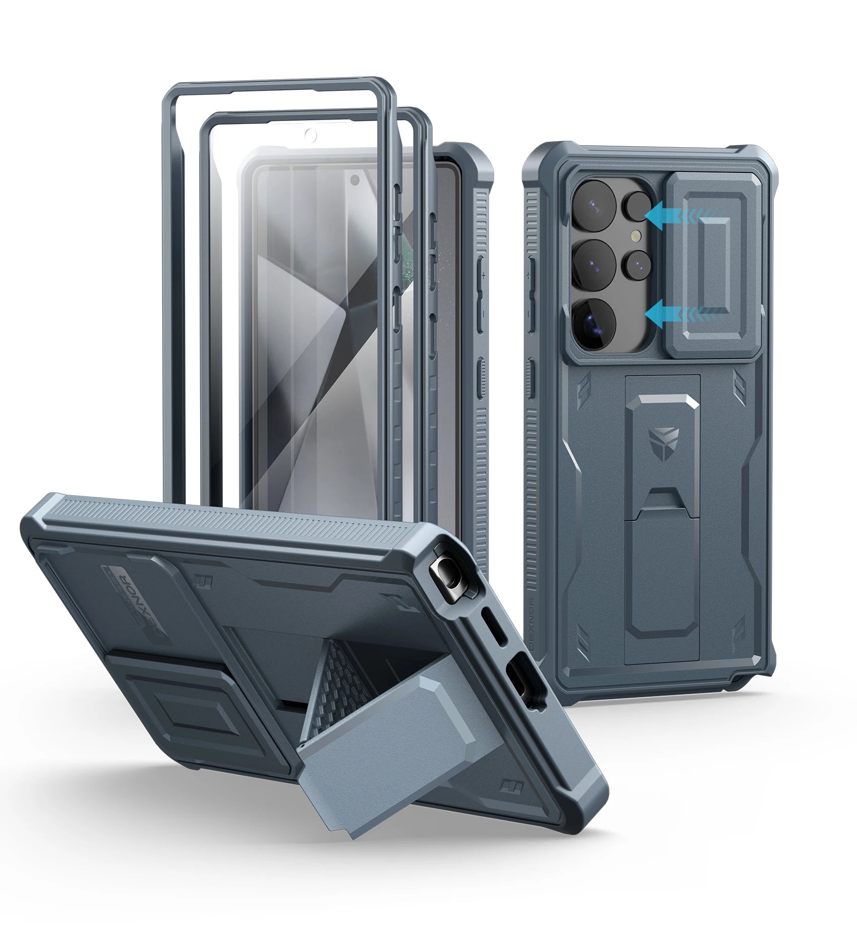 Military-Grade Protection Rugged Case with Camera Cover & Built-In Screen Protector for Samsung Galaxy S25 Ultra
