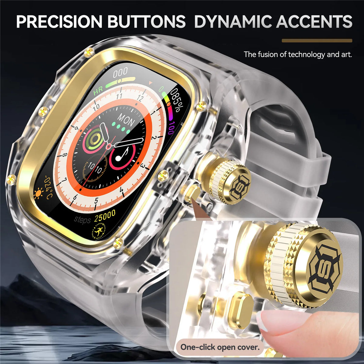 Clear Rugged Case with Silicone Band for Apple Watch Ultra