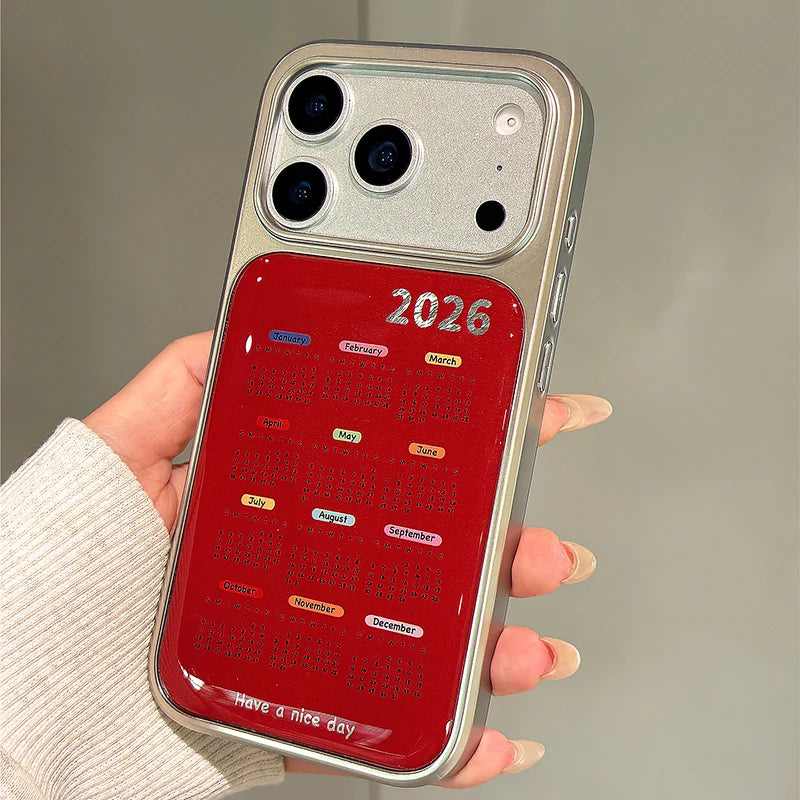 Trendy Red 2026 Calendar Phone Case for iPhone 17 Series