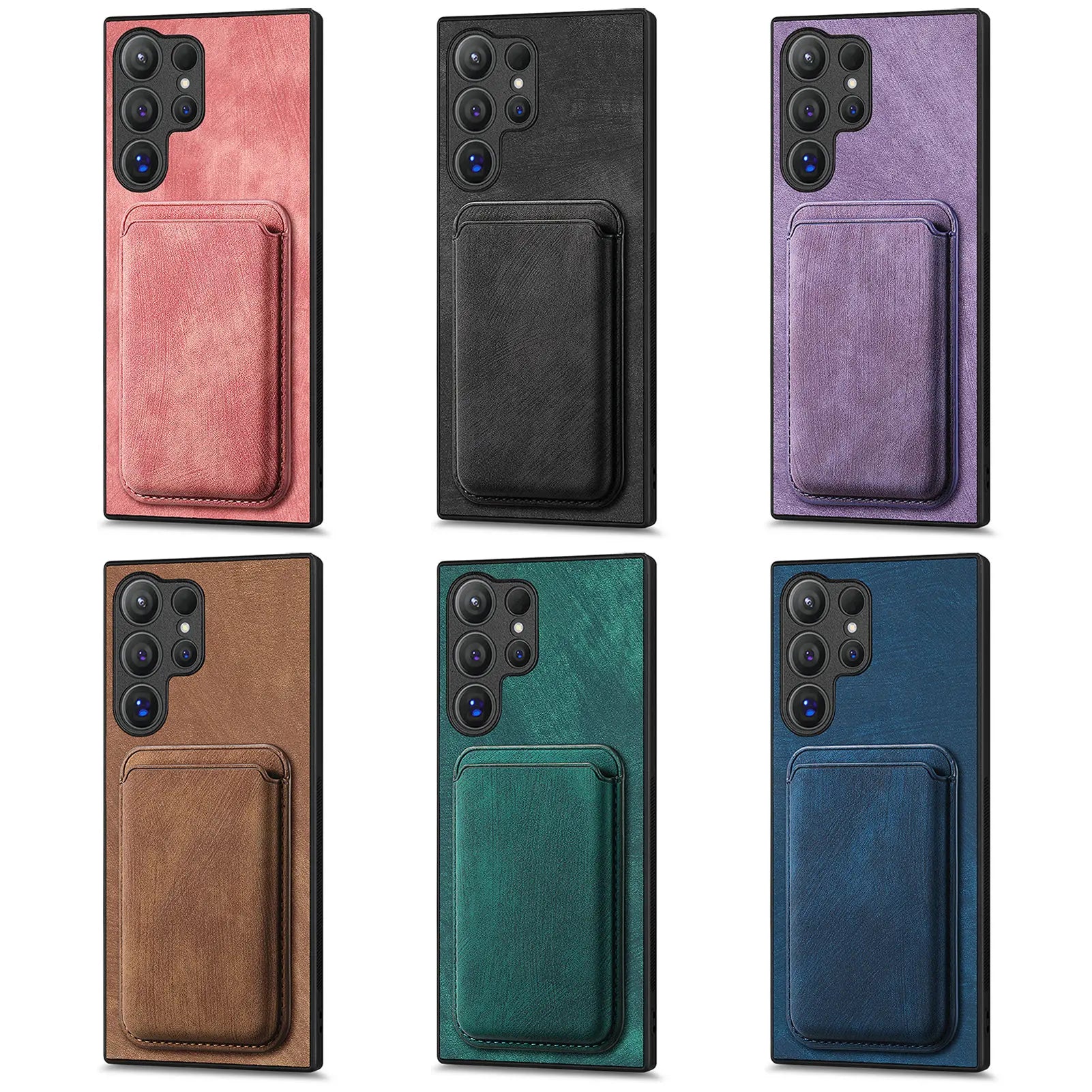 Luxury PU Leather Magnetic Card Slot Wallet Cover for Samsung Galaxy S24 Series