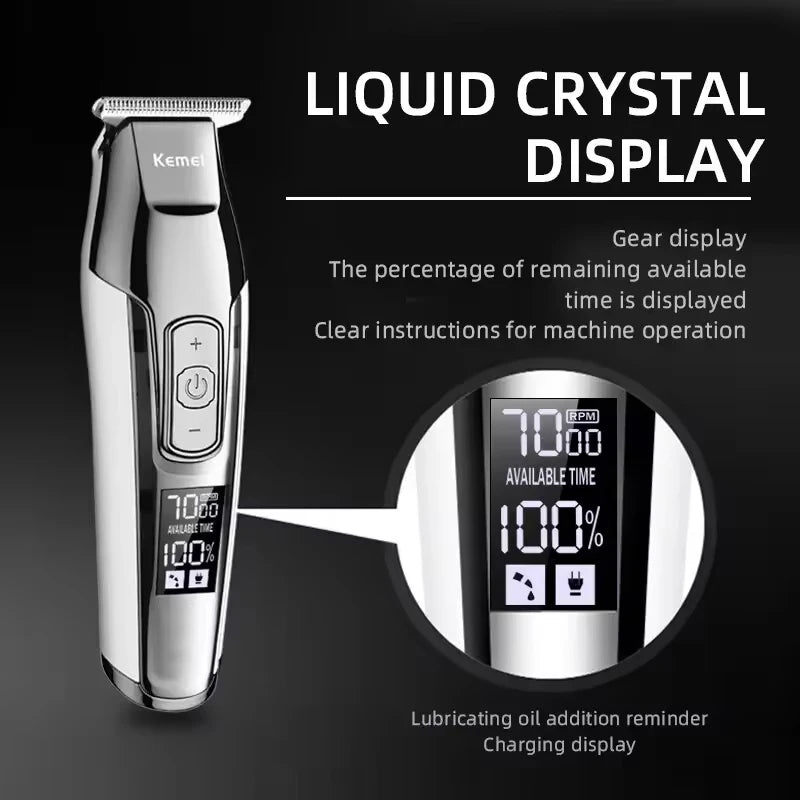 Kemei KM-5027 Rechargeable Hair Clipper with LCD Display