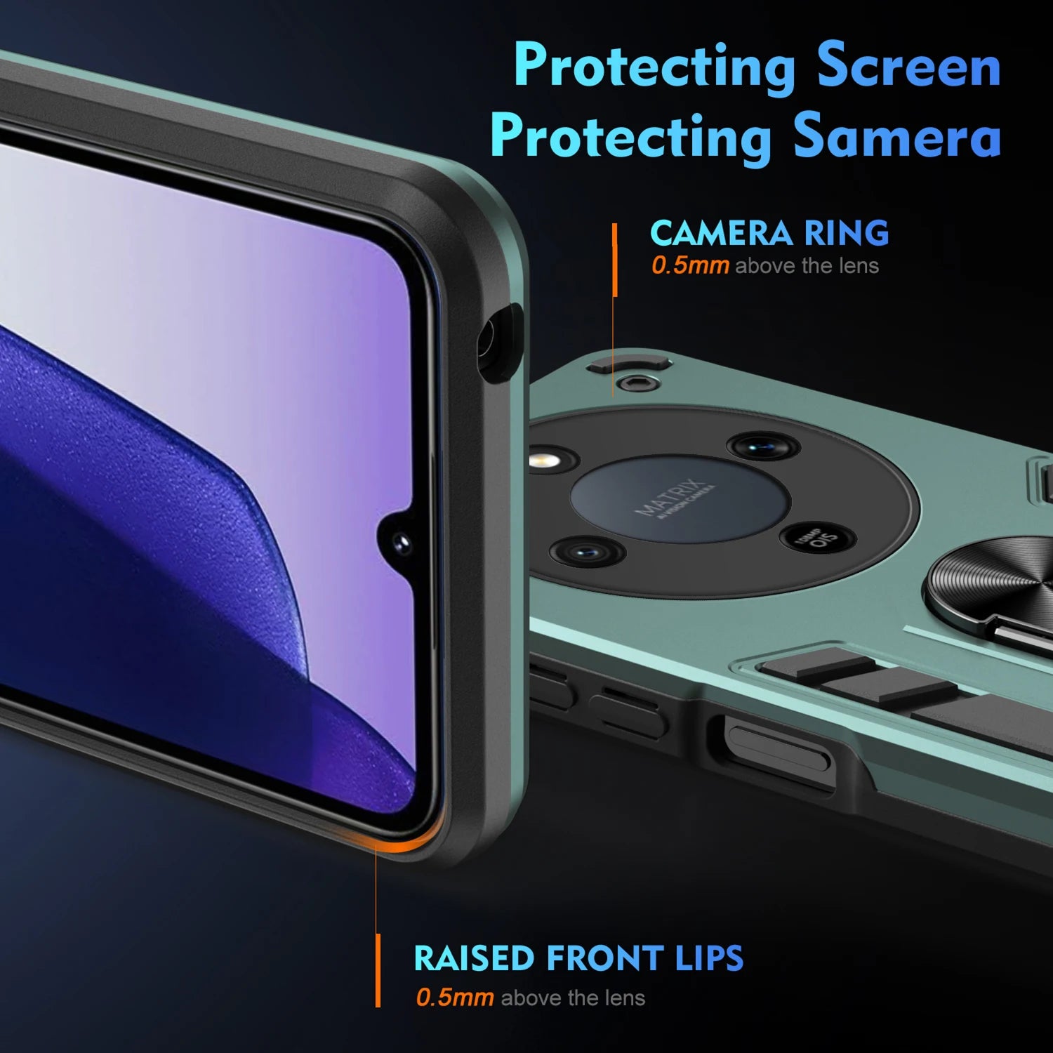 Honor Magic 8 Pro Military Grade Shockproof Case with Ring Stand Holder