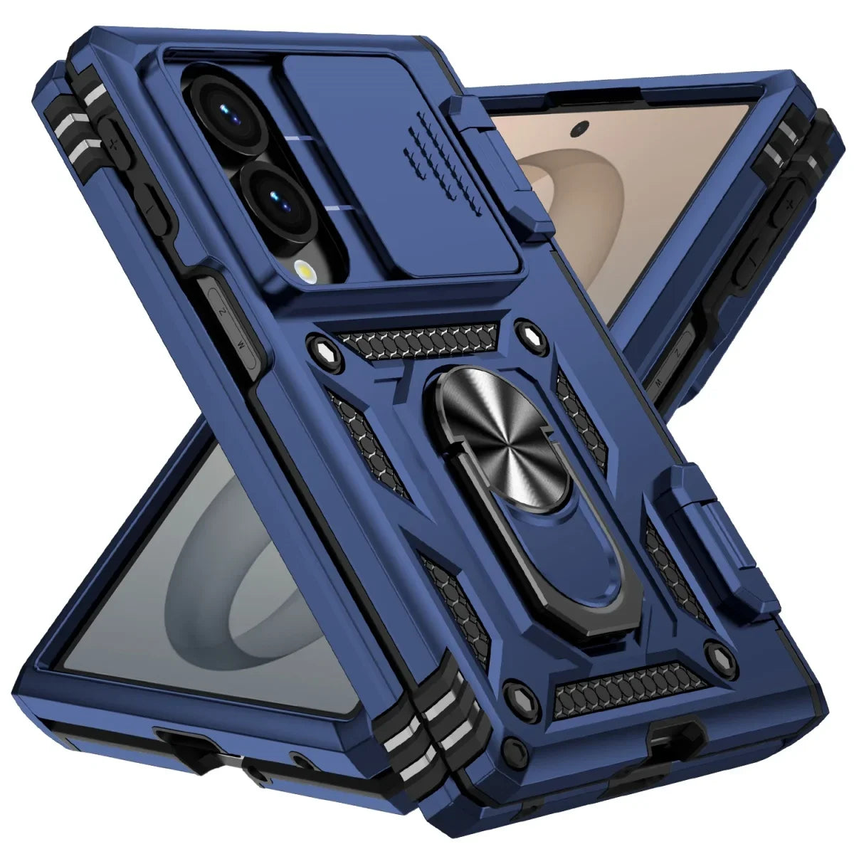 Sliding Camera Lens Cover Case with Rotating Ring Kickstand for Samsung Galaxy Z Fold 8