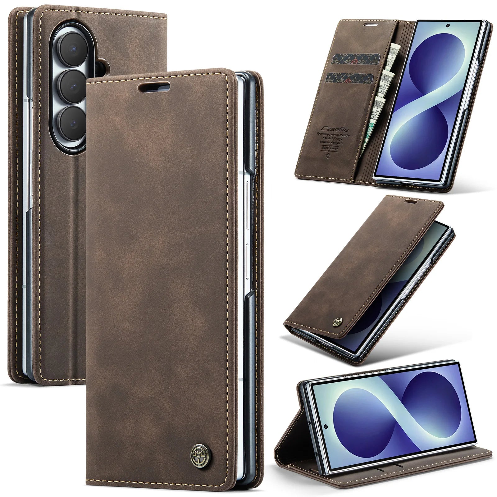 Premium Retro Leather Wallet Case for Samsung Galaxy Z Fold 8 Ultra