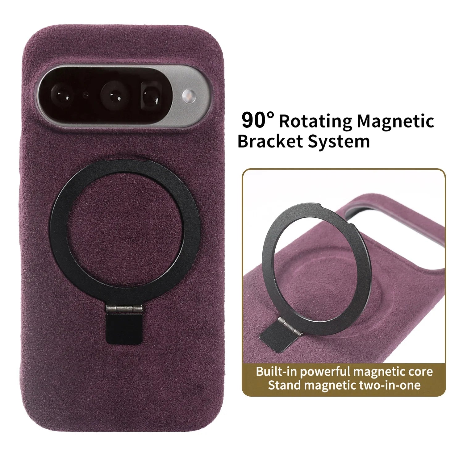 Google Pixel 9 Series Alcantara Magnetic Case with Foldable Stand
