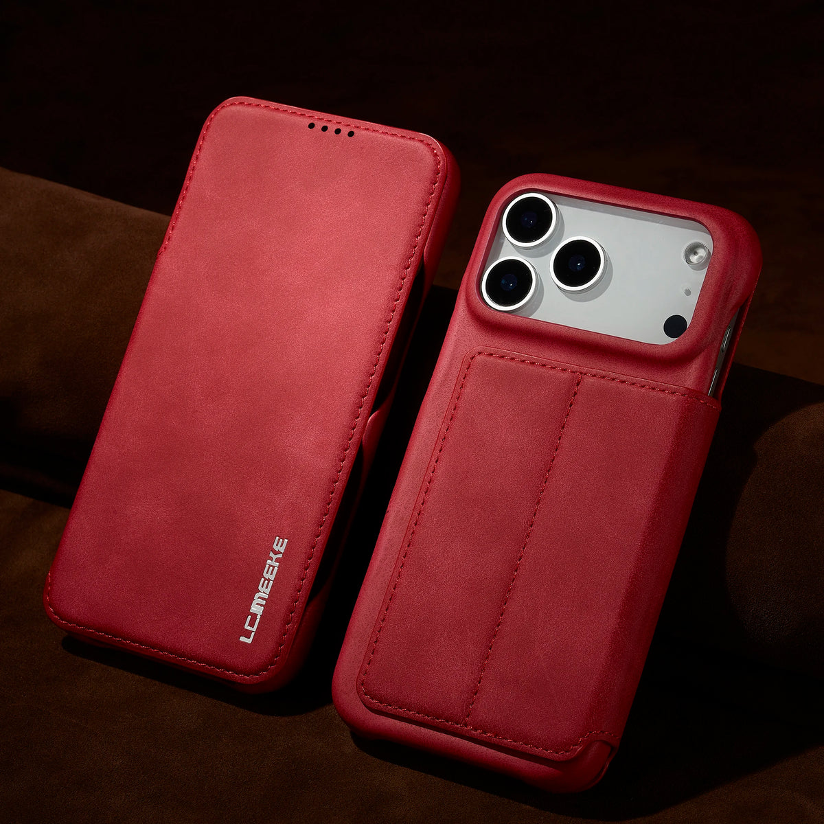 Suede Leather Flip Folio Case with Screen Protection for iPhone 18 Series