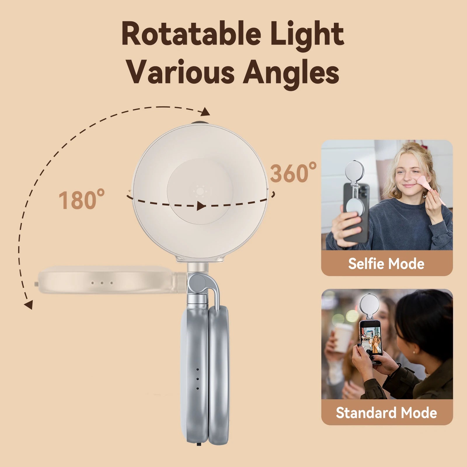 TELESIN Magnetic Fill Light with Built-in Makeup Mirror