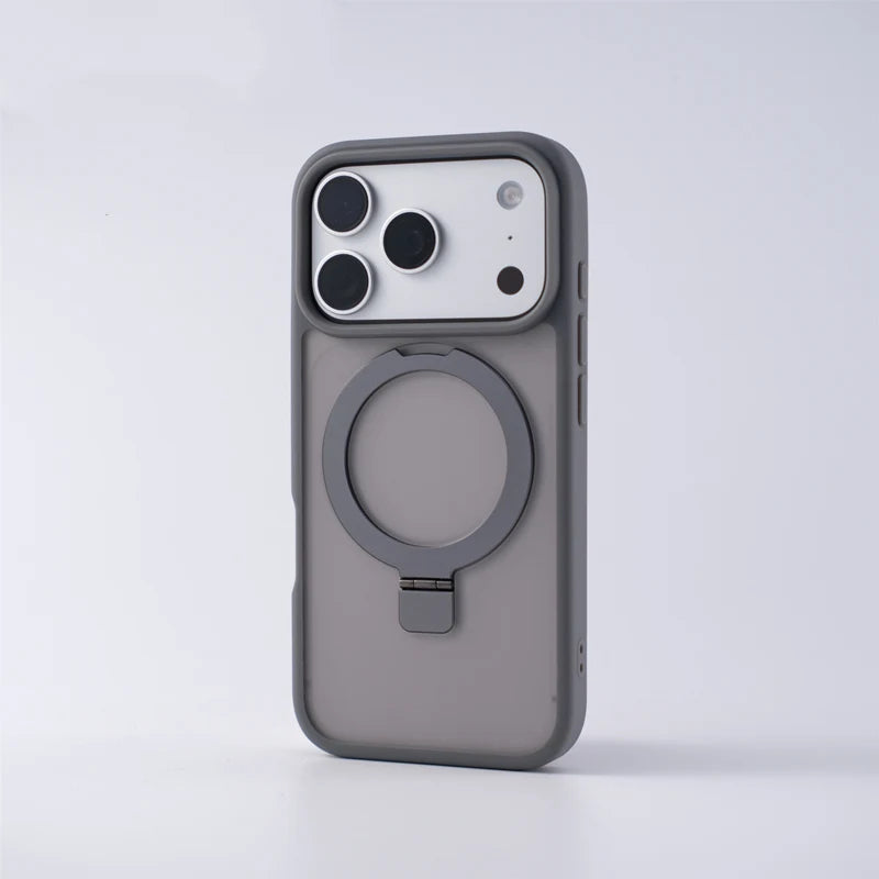 Frosted Matte Shockproof MagSafe Case with Metal Kickstand for iPhone 17 Series