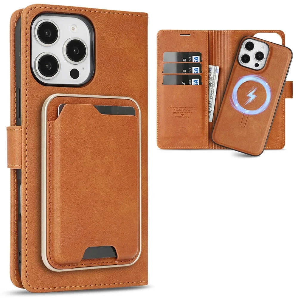 3-in-1 Detachable MagSafe Wallet Leather Case for iPhone 15 Series