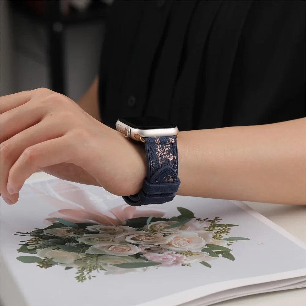 Elegant Glossy Floral Strap for Apple Watch