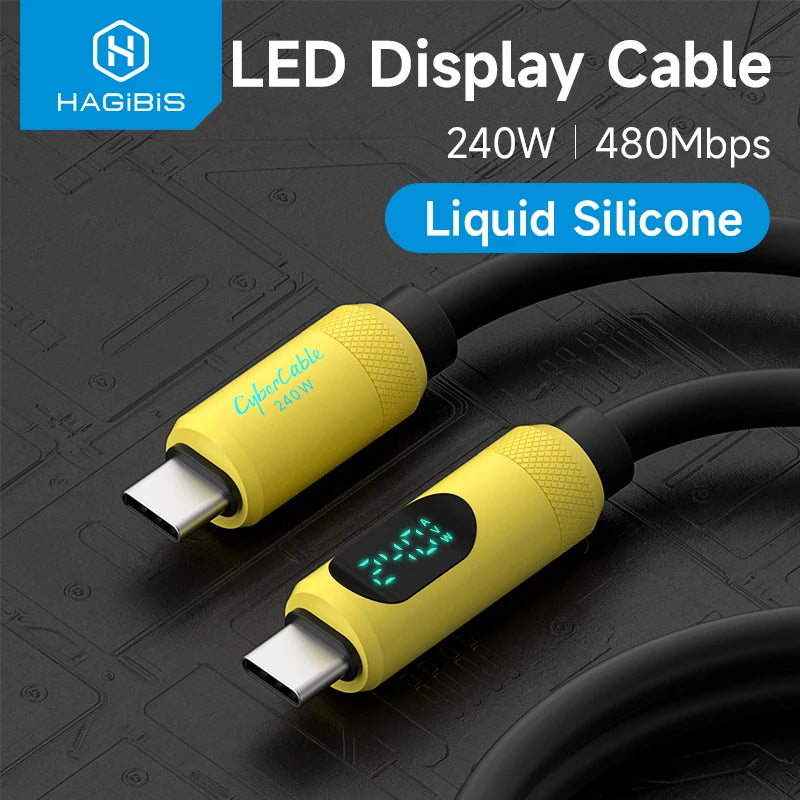 Hagibis 240W PD Fast Charging USB-C Cable with LED Display