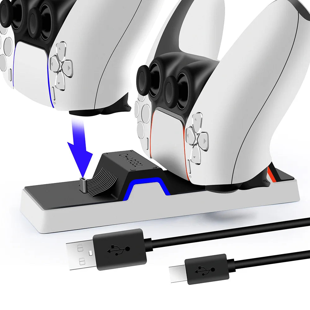 Dual-Slot USB 3.1 Type-C PlayStation 5 Controller Charging Dock