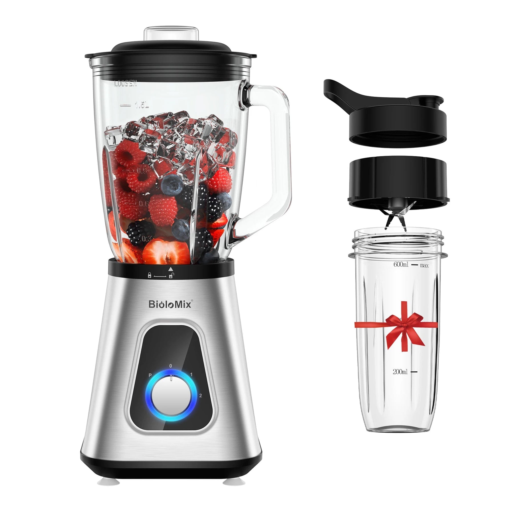 BioloMix 1300W Smoothie Maker with 1.5L Glass Jar