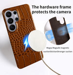 Crocodile Embossed Leather Magnetic Case for Samsung Galaxy S26 Series