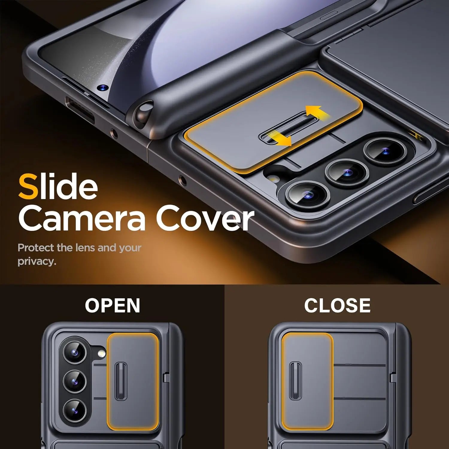 Samsung Galaxy Z Fold 5 Rugged Case with Slide Camera Cover & Screen Protector