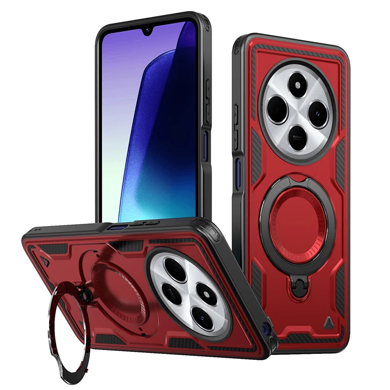Dropproof Magnetic Case with Rotatable Ring Stand for Xiaomi Redmi 14C