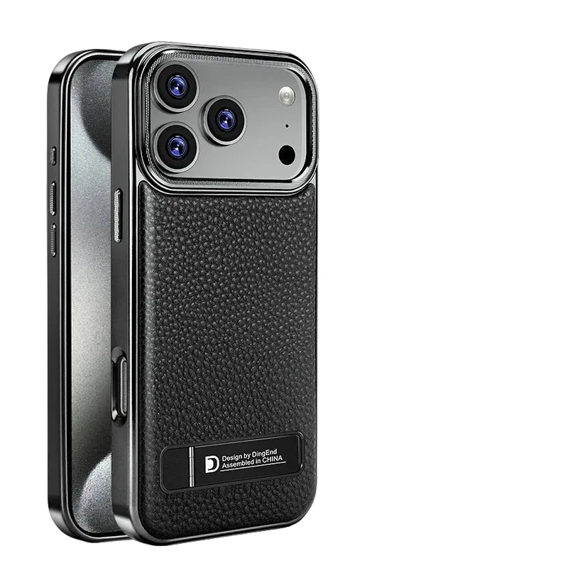 iPhone 17 Series Protective Leather Case with Electroplated Lens Guard