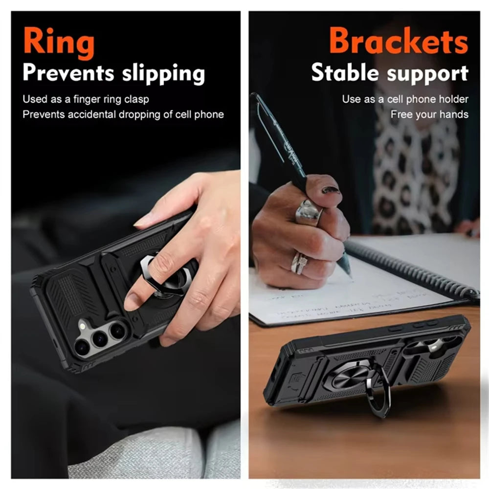 Samsung Galaxy A56 Shockproof Case with Magnetic Rotating Ring Stand & Wallet Cover