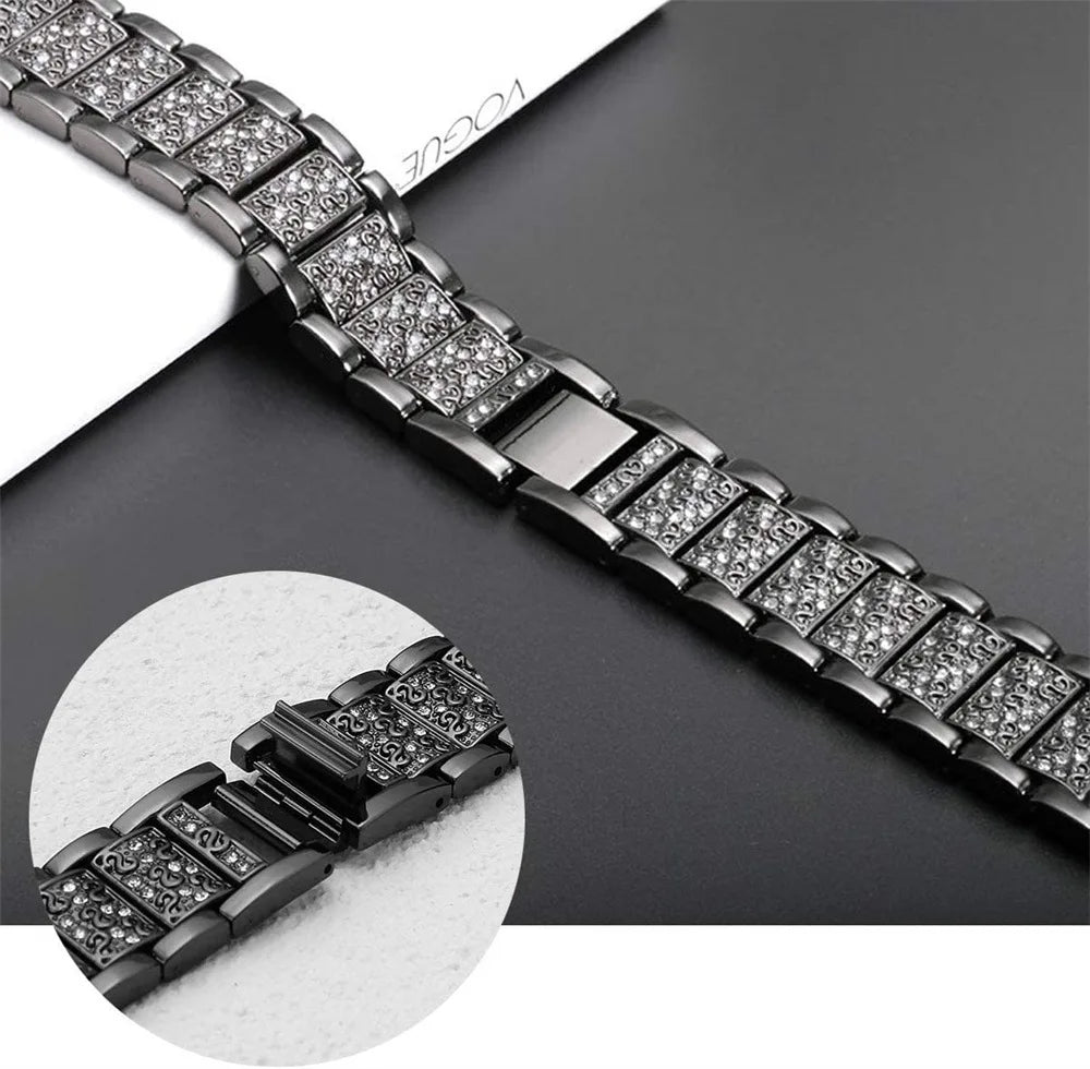 Fashion Shiny Stone Metal Replacement Band for Samsung Galaxy Watch 6 & Galaxy Watch 6 Classic
