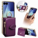 Samsung Z Flip 7 Shockproof Leather Case with Card Slots and Mirror