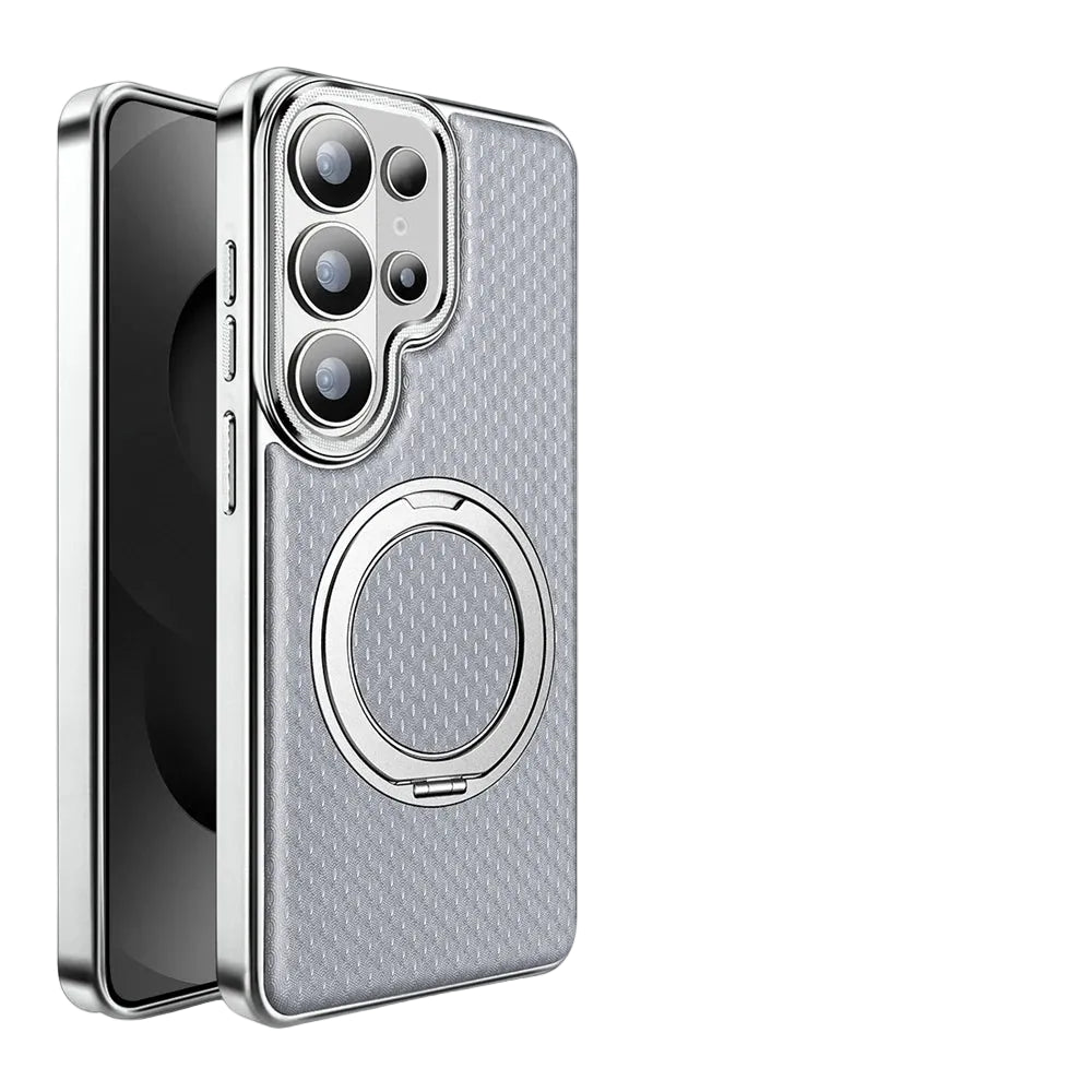 Shockproof Leather Magnetic Case with Rotating Bracket for Samsung Galaxy S26 Series