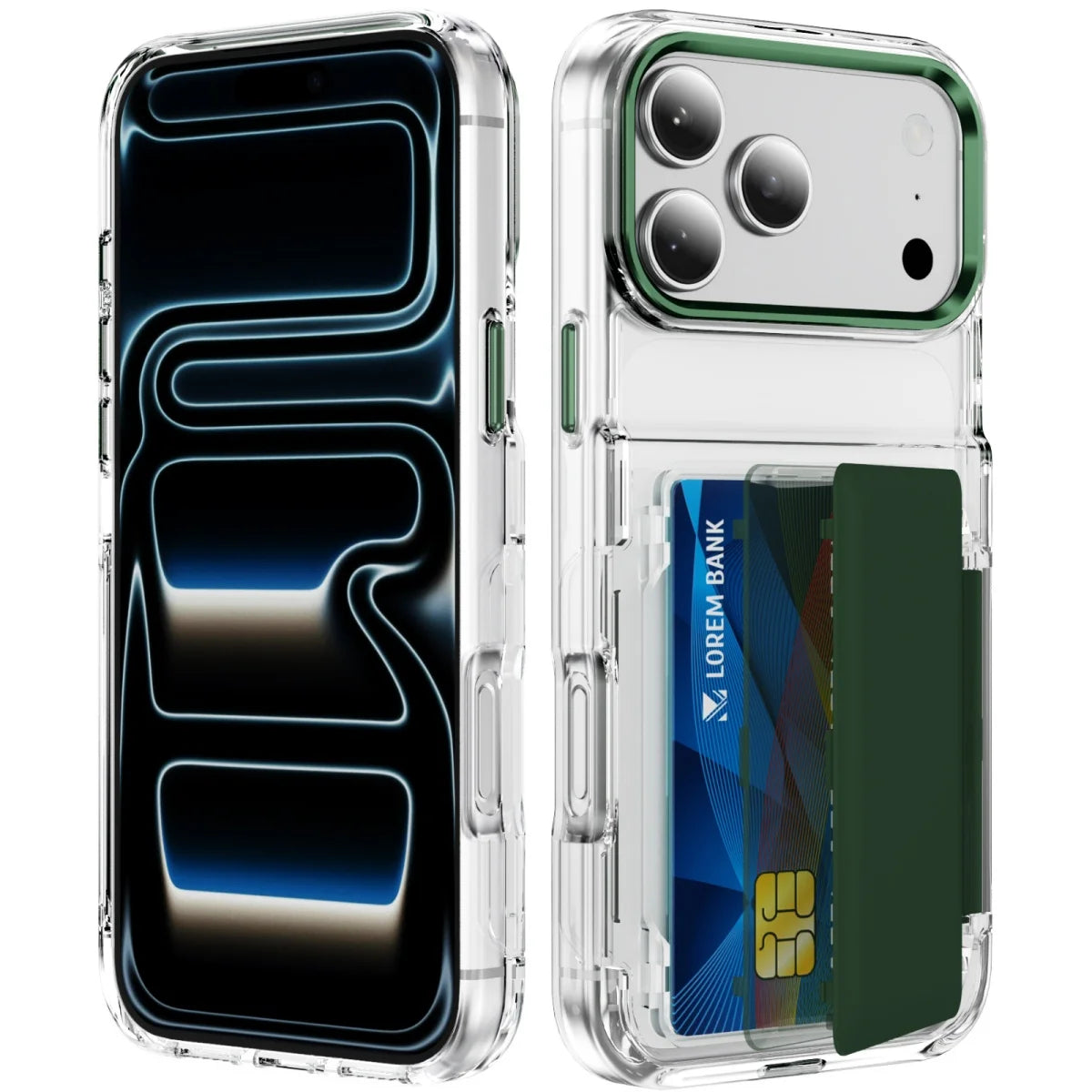 Clear Acrylic 2-Card Sliding Wallet Case with Raised Screen Protection for iPhone 17 Series