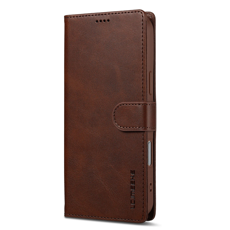 Textured Leather 3-Card Wallet Flip Case with Kickstand for iPhone 17 Series