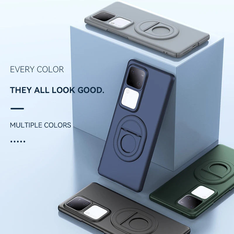 Matte Hard Plastic Ring Stand Shockproof Case for VIVO V30 Series