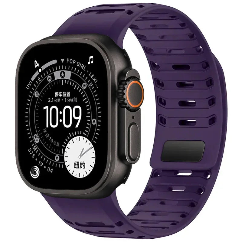 Breathable Silicone Band with Magnetic Clasp for Apple Watch
