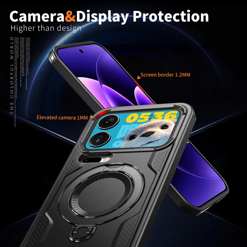 Xiaomi 17 Series Military Drop-Proof Case with 360° Adjustable Ring Stand