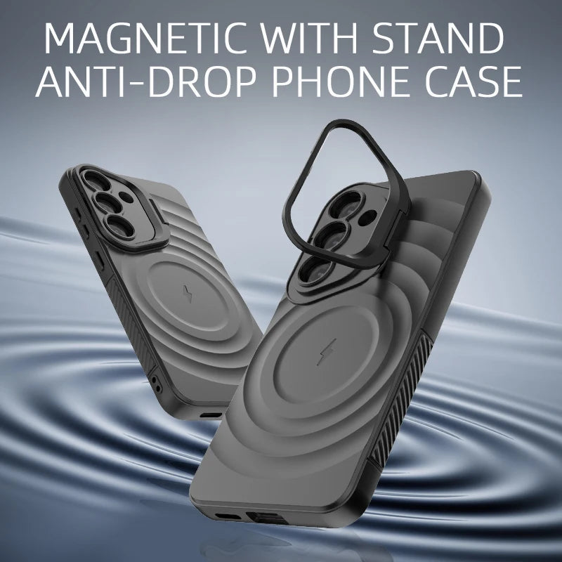 Shockproof Magnetic Case with Folding Camera Stand for Samsung Galaxy S25 Series