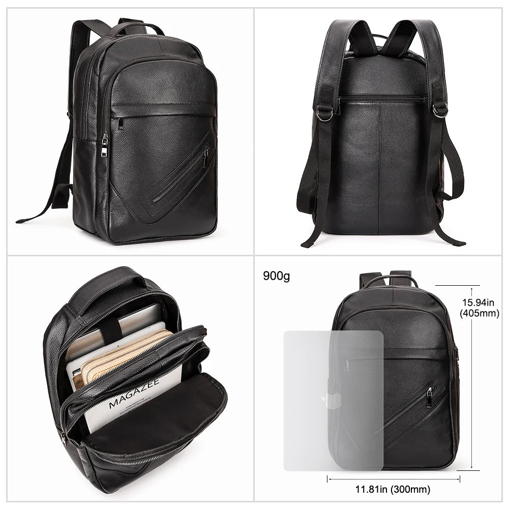 Cow Leather Multi-Function Laptop Backpack for Men