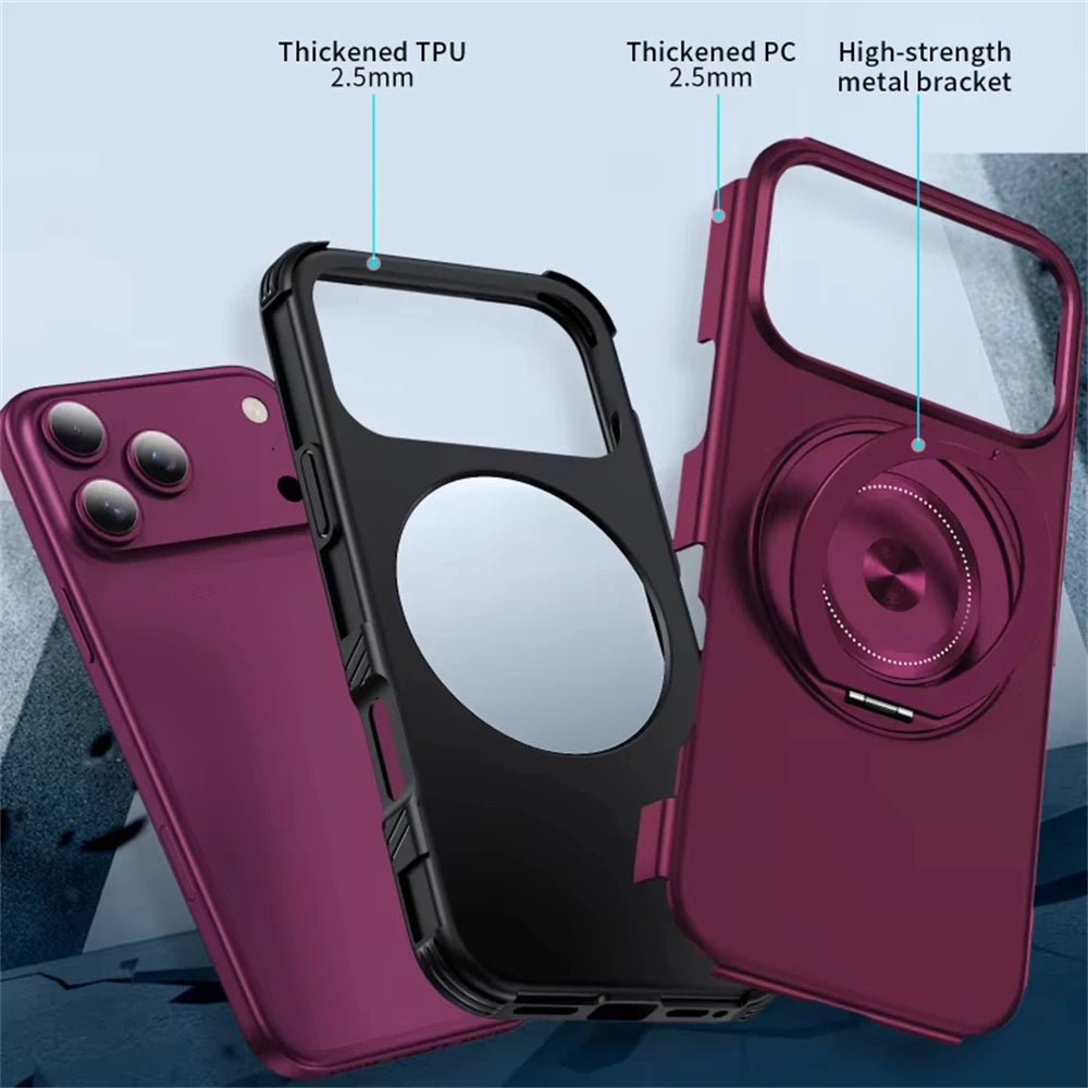 Shockproof Case with 360° Rotating Ring Stand for iPhone 18 Series