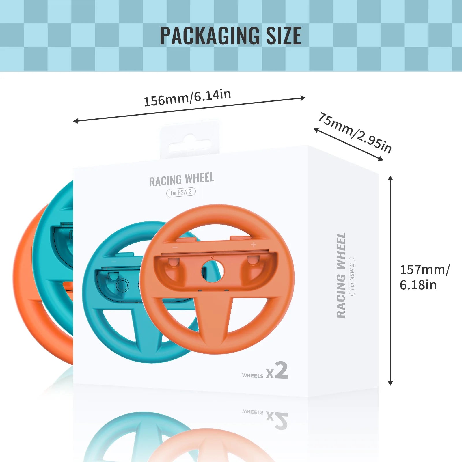 2-Pack Simulated Racing Steering Wheel Attachments for Nintendo Switch 2 Joy-Con Controllers