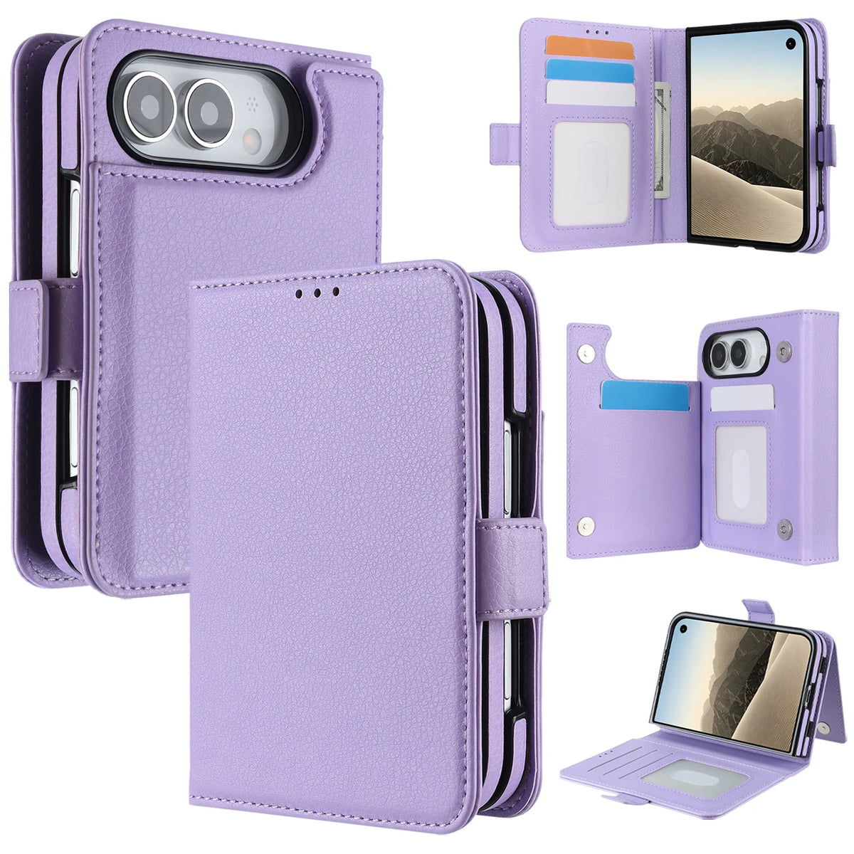 5-Card Flip Wallet Case with Kickstand for iPhone Duo
