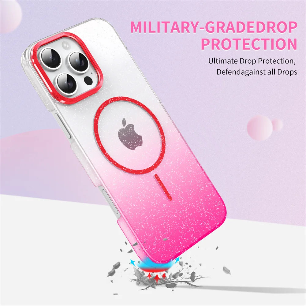 Glitter Laser Gradient Clear Matte MagSafe Case for iPhone 15 Series
