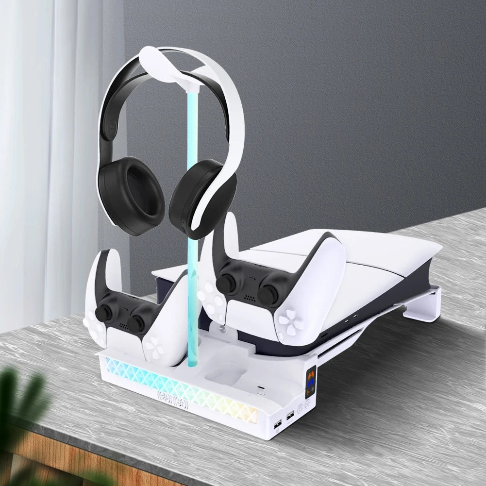 PlayStation 5 Slim Dual Controller Charging Stand with Cooling Fan