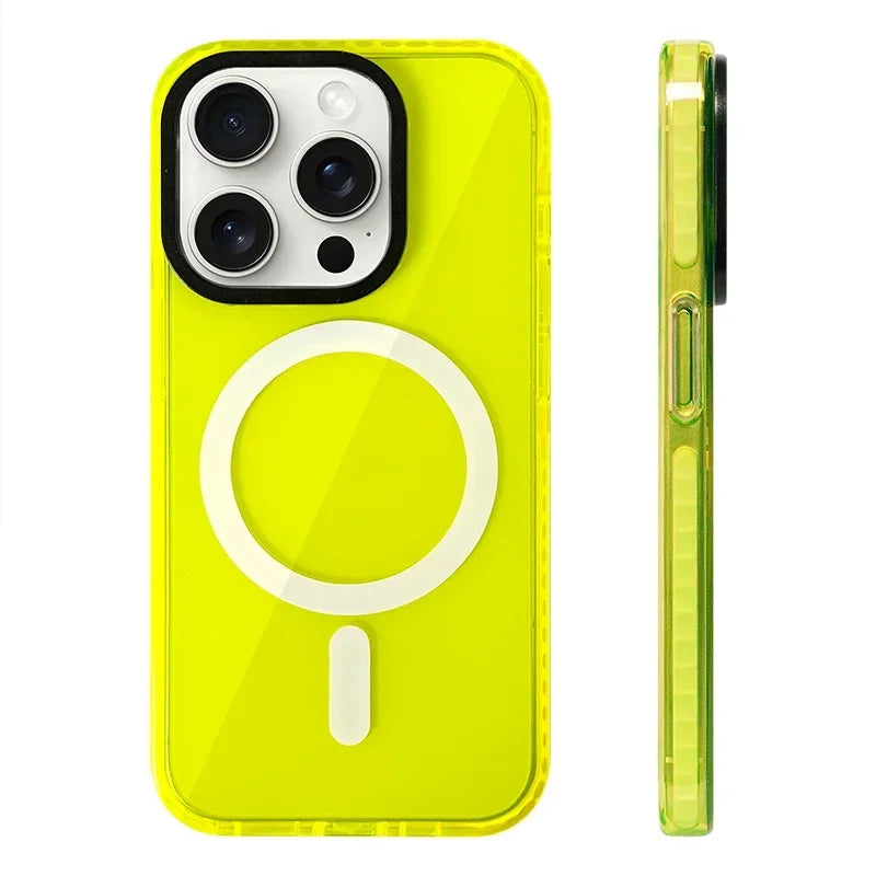 Soft Silicone Transparent Neon Color MagSafe Case for iPhone 15 Series