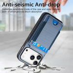 Carbon Fiber Design Vertical Flip Phone Holder Wallet Case for iPhone 17 Series