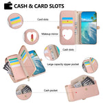 iPhone 15 Series Crossbody Wallet Case with Built-In Mirror and Kickstand