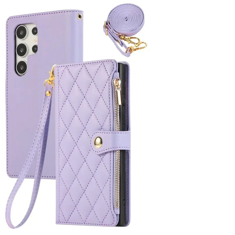 Crossbody Leather Wallet Case for Samsung Galaxy S25 Series