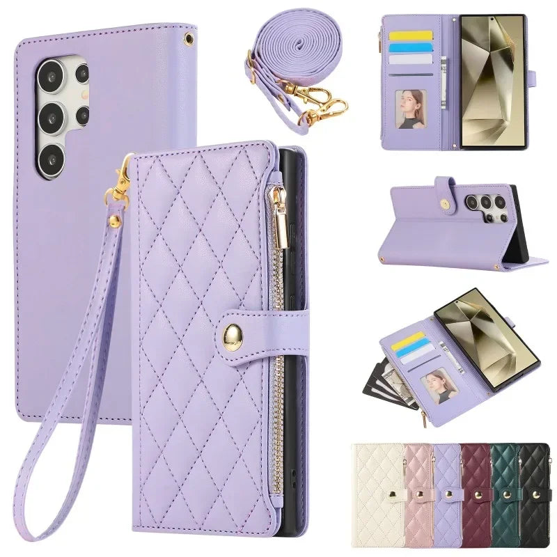 Crossbody Leather Wallet Case for Samsung Galaxy S24 Series