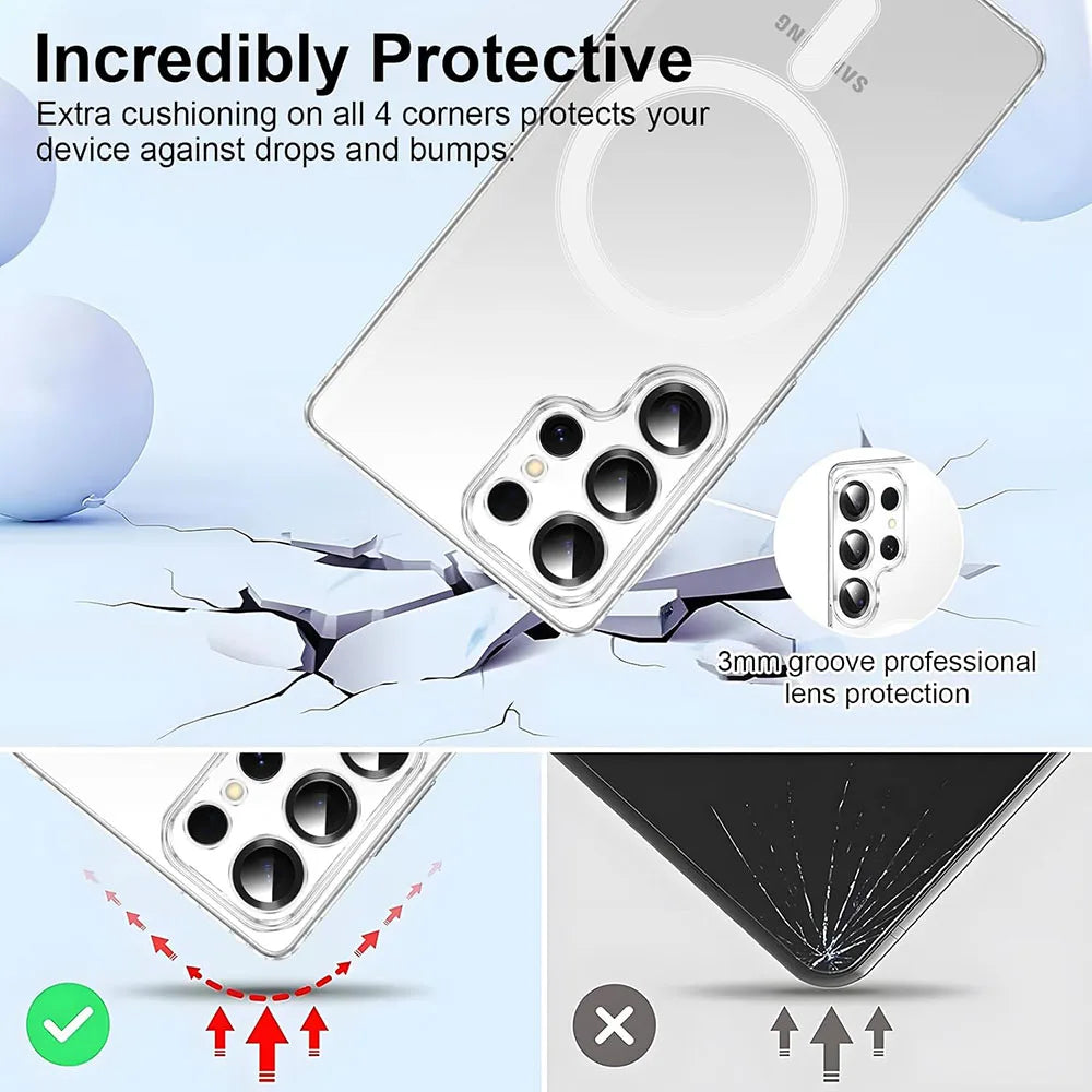 Clear Hard Magnetic Case for Samsung Galaxy S25 Series