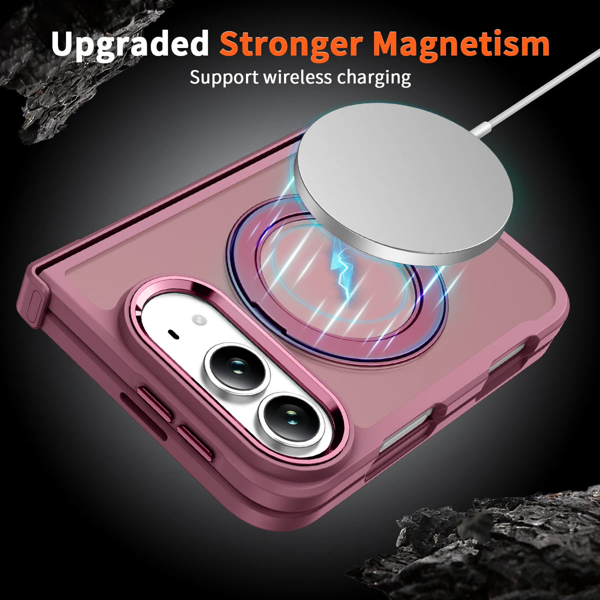 Shockproof MagSafe Case with 360° Rotating Ring Stand for iPhone Duo