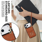 Premium Leather Wallet Case with Ring and Lanyard for iPhone 17 Series