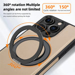 iPhone 16 Series PU Leather MagSafe Case with 360° Rotating Ring Holder