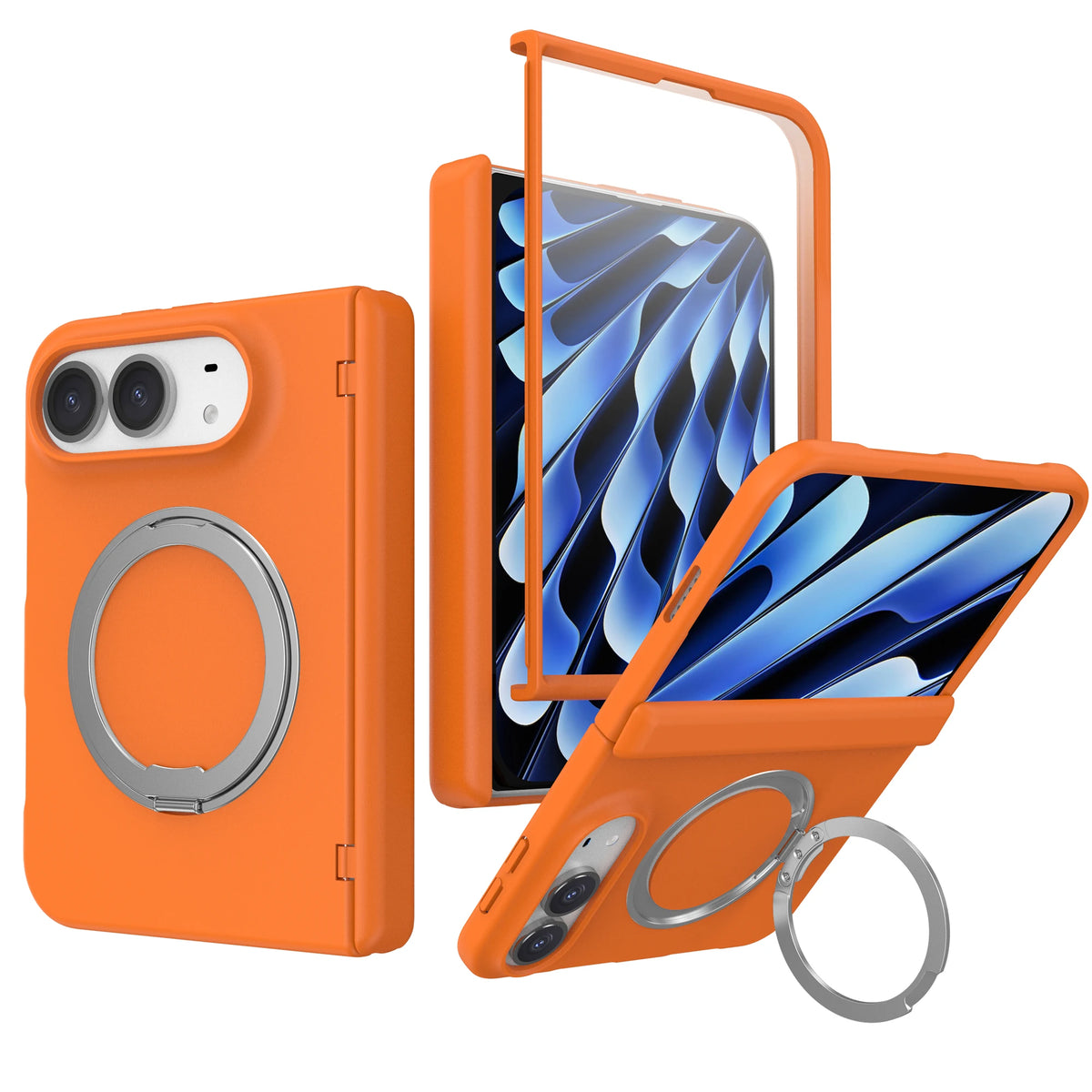 MagSafe Foldable Case with 360° Rotating Kickstand Ring for iPhone Duo