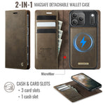 Leather Magnetic Flip Wallet Case with Kickstand for iPhone 18 Series