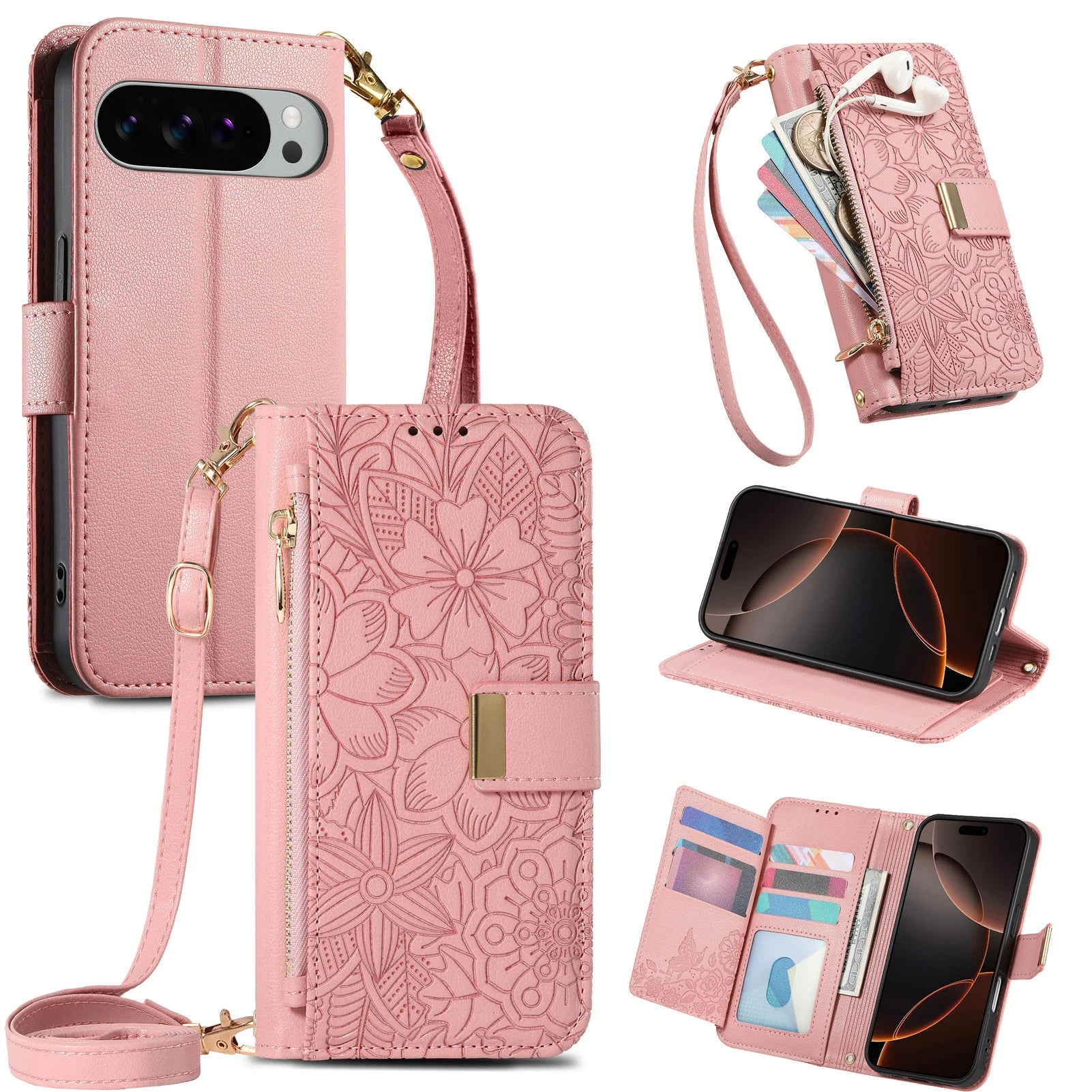 Crossbody Leather Wallet Case for Google Pixel 10 Series