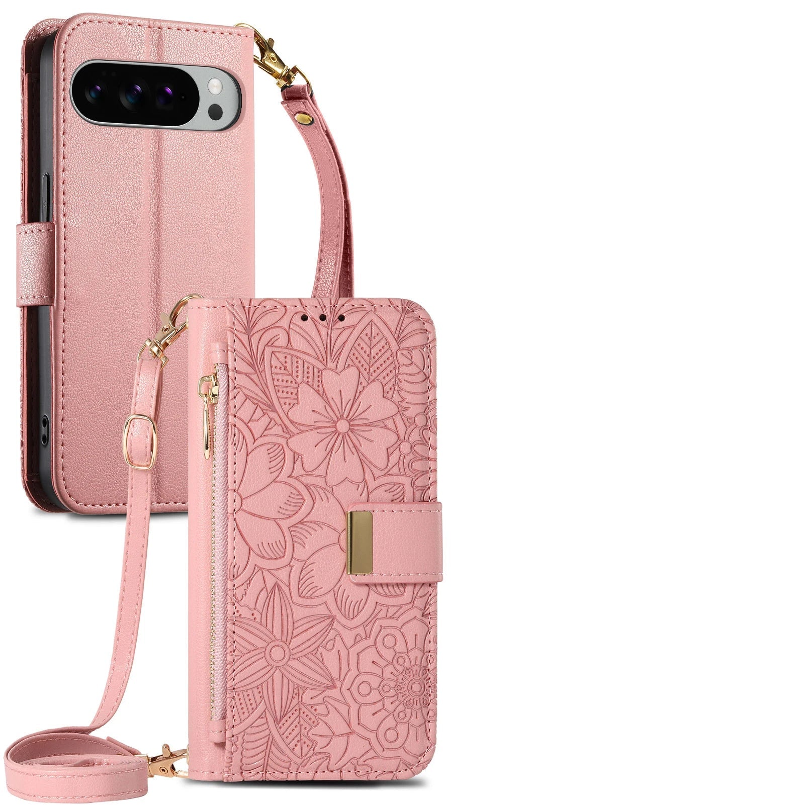 Crossbody Leather Wallet Case for Google Pixel 9 Series